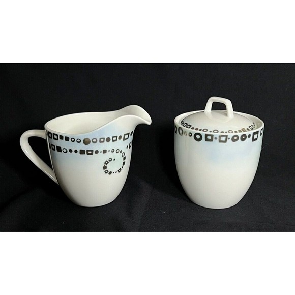 Sasaki Jazz by Paula Zanger Procelain Sugar and Creamer Set - Picture 1 of 8